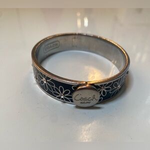 Coach Black and Silver Floral Bracelet